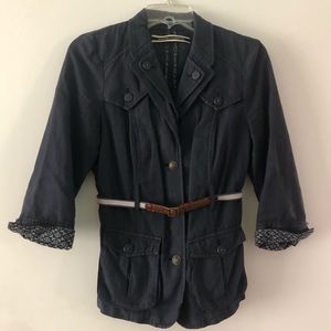 Navy Button/Belted Jacket Anthropologie Daughters